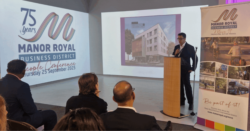 A picture of Paul Rolfe giving a speech at the recent event